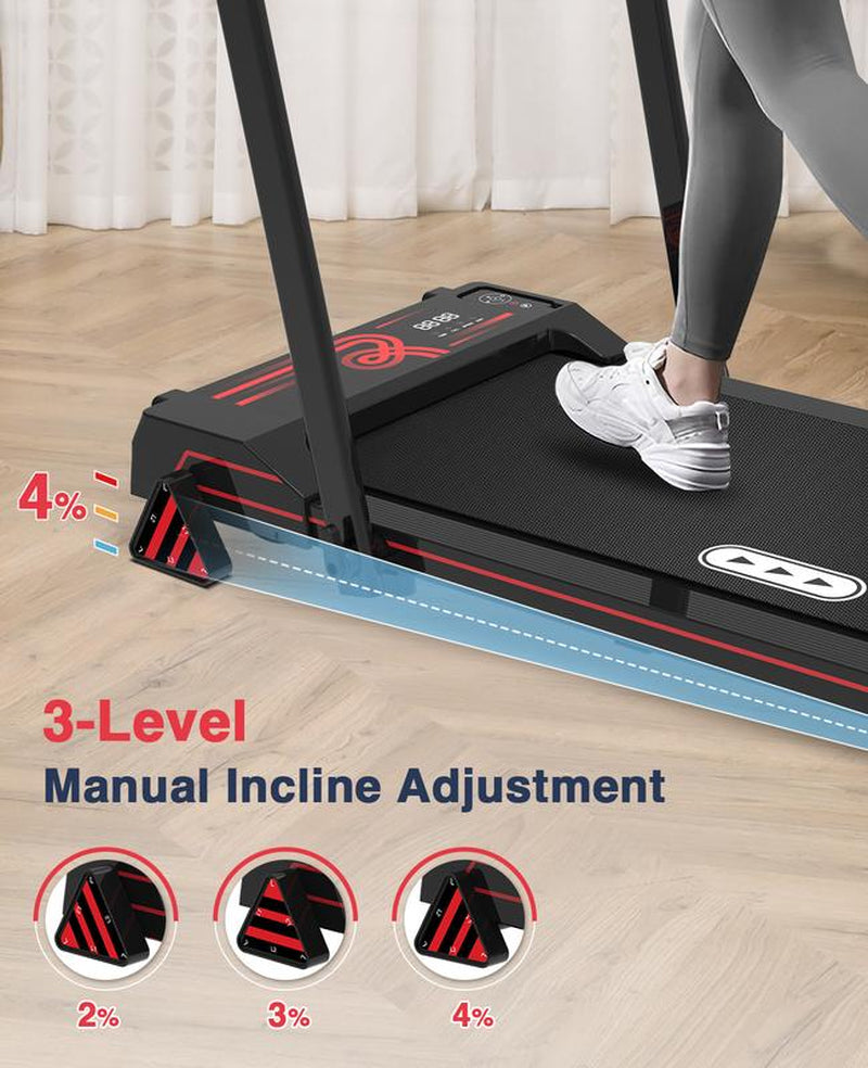REDLIRO Walking Pad Treadmill with Incline - 2 in 1 Foldable under Desk for Home Office with Handle Bar,Remote Control LED Display Elite Treadmill