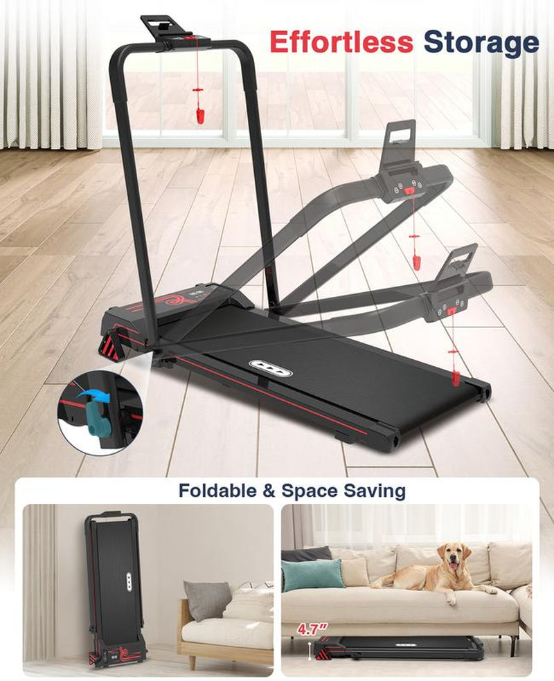 REDLIRO Walking Pad Treadmill with Incline - 2 in 1 Foldable under Desk for Home Office with Handle Bar,Remote Control LED Display Elite Treadmill