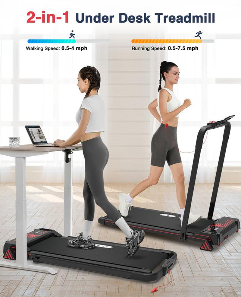 REDLIRO Walking Pad Treadmill with Incline - 2 in 1 Foldable under Desk for Home Office with Handle Bar,Remote Control LED Display Elite Treadmill