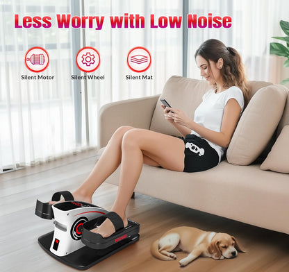 Under Desk Elliptical Machine, Ellipse Leg Exerciser with 15 Adjustable Speeds, Quiet & Compact Electric Pedal Exerciser for Seniors, Leg Exerciser While Sitting with Display Monitor & Remote Control