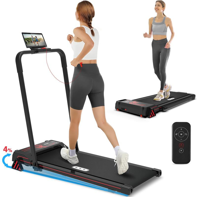 REDLIRO Walking Pad Treadmill with Incline - 2 in 1 Foldable under Desk for Home Office with Handle Bar，Remote Control LED Display Elite Treadmill