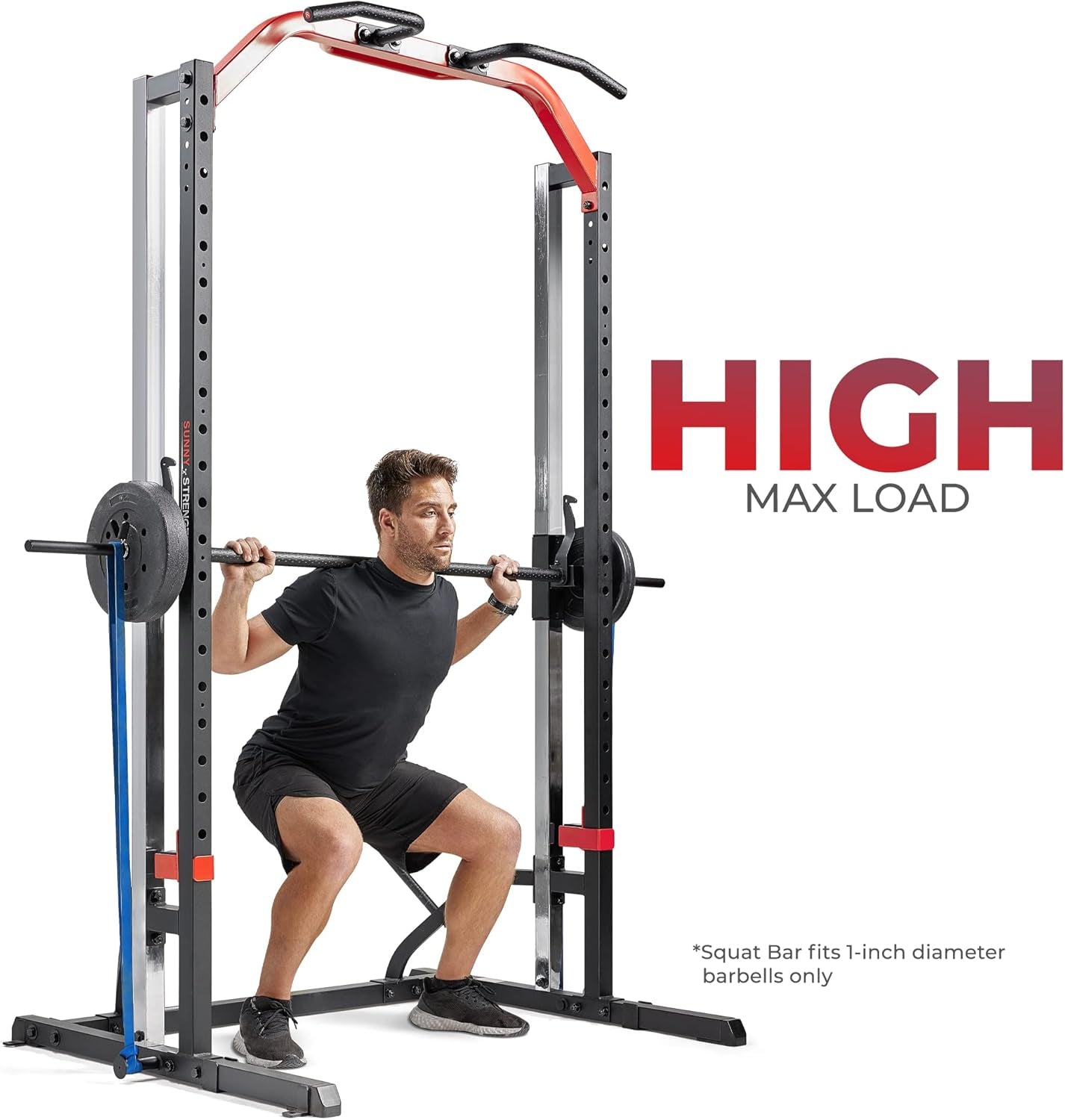 Premium Smith Machine & Squat Cage Rack, Pull-Up Bar, Spotter Blocks for Weightlifting & Bench Press for Home Gym Strength Training