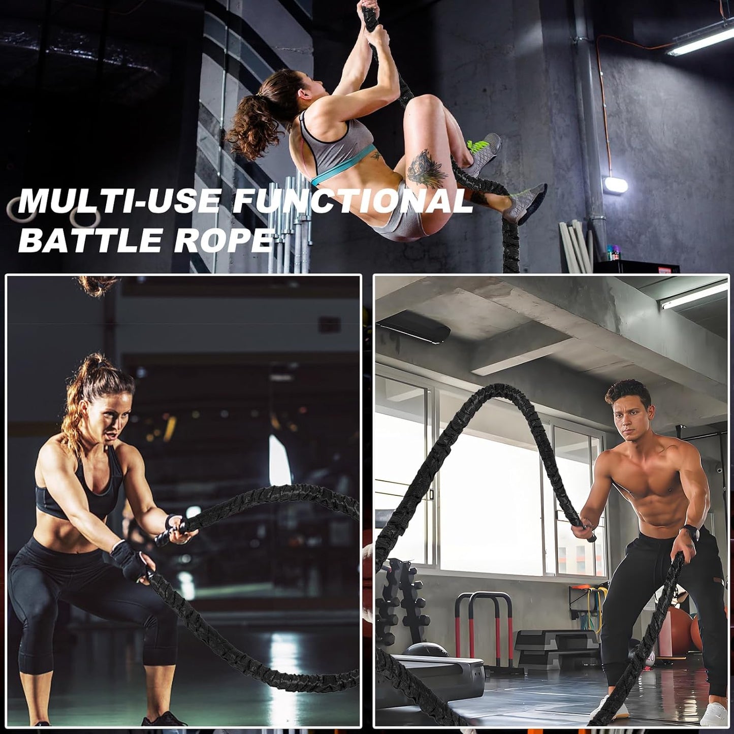 Battle Rope Battle Ropes for Exercise Workout Rope Exercise Rope Battle Ropes for Home Gym Heavy Ropes for Exercise Training Ropes for Working Out Weighted Workout Rope Exercise Workout Equipment