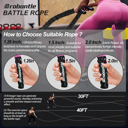 Battle Rope Battle Ropes for Exercise Workout Rope Exercise Rope Battle Ropes for Home Gym Heavy Ropes for Exercise Training Ropes for Working Out Weighted Workout Rope Exercise Workout Equipment